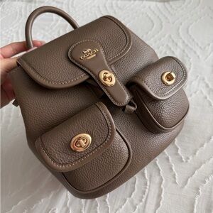 Coach Pebble Leather Mini Backpack in Brown with Gold Hardware + Matching Wallet